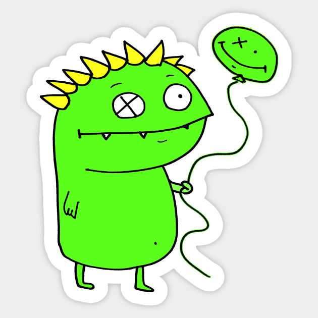 MONSTER HOLDING A BALLOON! Sticker by witterworks